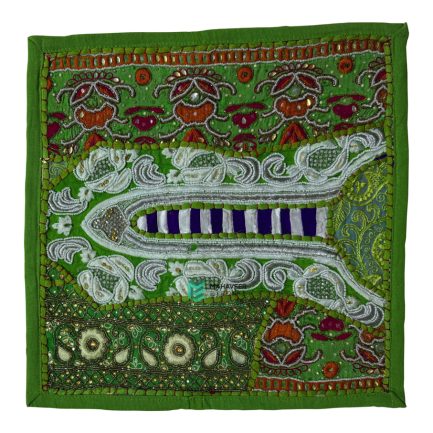 Indian Neck Design Embroidery Designer Cushion Cover Green - ME240019530-8