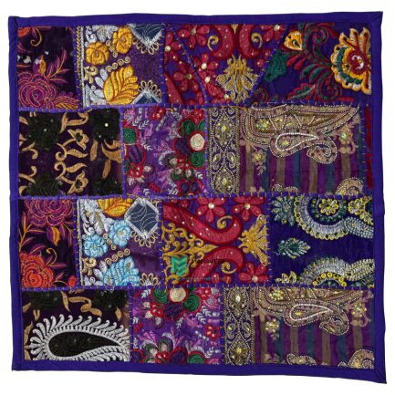 Indian Patchwork Embroidery Cushion Cover Purple - ME240033012-3