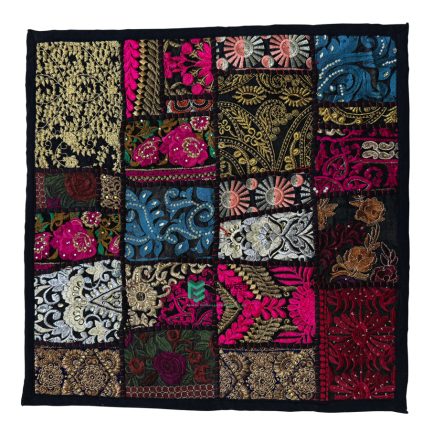Indian Patchwork Embroidery Cushion Cover Black - ME240033012-4