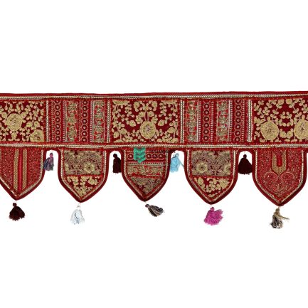 Indian Handmade Traditional Embroidered Door Hanging/Cotton Toran Maroon - ME240039023-3