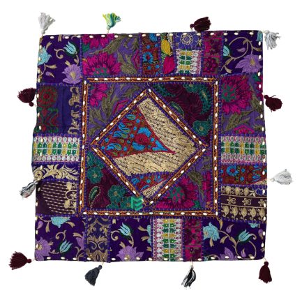 Indian Patchwork Embroidery Cushion Cover Blue - ME240054008-2