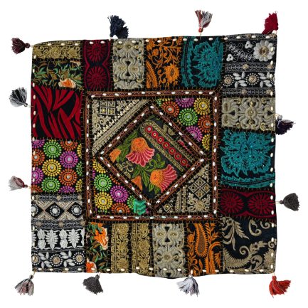 Indian Patchwork Embroidery Cushion Cover Black - ME240054008-3