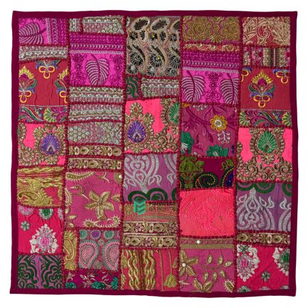 Indian Patchwork Design Embroidery Cushion Cover Pink - ME240060005-3