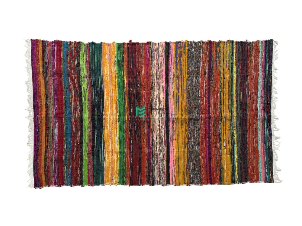 Indian Handloom Hand-woven Mats, Durries, Carpet and Area Rug Multi Throw Multicolor - ME240060053-5