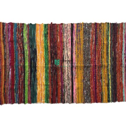Indian Handloom Hand-woven Mats, Durries, Carpet and Area Rug Multi Throw Multicolor - ME240060053-5