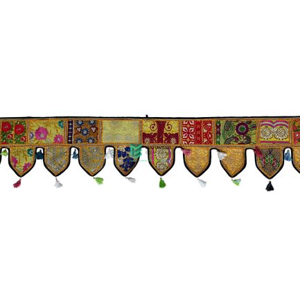 Indian Handmade Embroidered Door Hanging/Cotton Toran Yellow - ME240072021-1