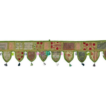 Indian Handmade Embroidered Door Hanging/ Toran Green - ME240072021-3