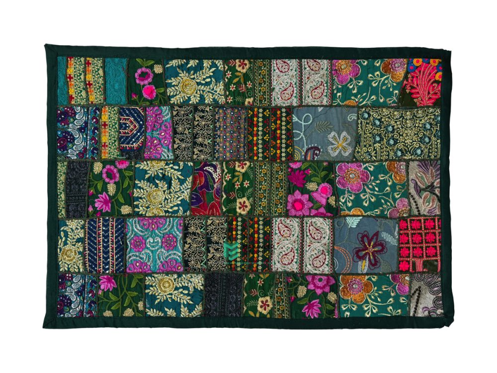 Indian Handmade Embroidery Patchwork Design Cotton Wall Hanging/Tapestry Dark Green - ME240075026-8