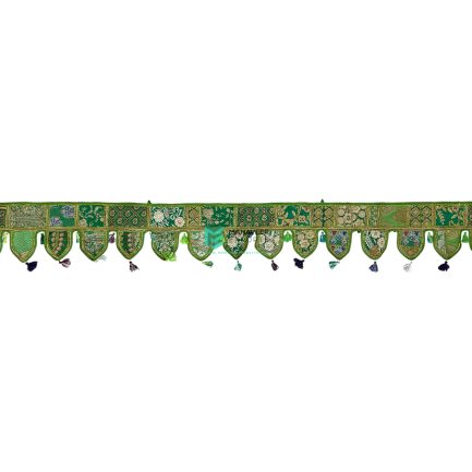 Indian Traditional Embroidered Door Hanging/ Toran Green - ME240111022-2