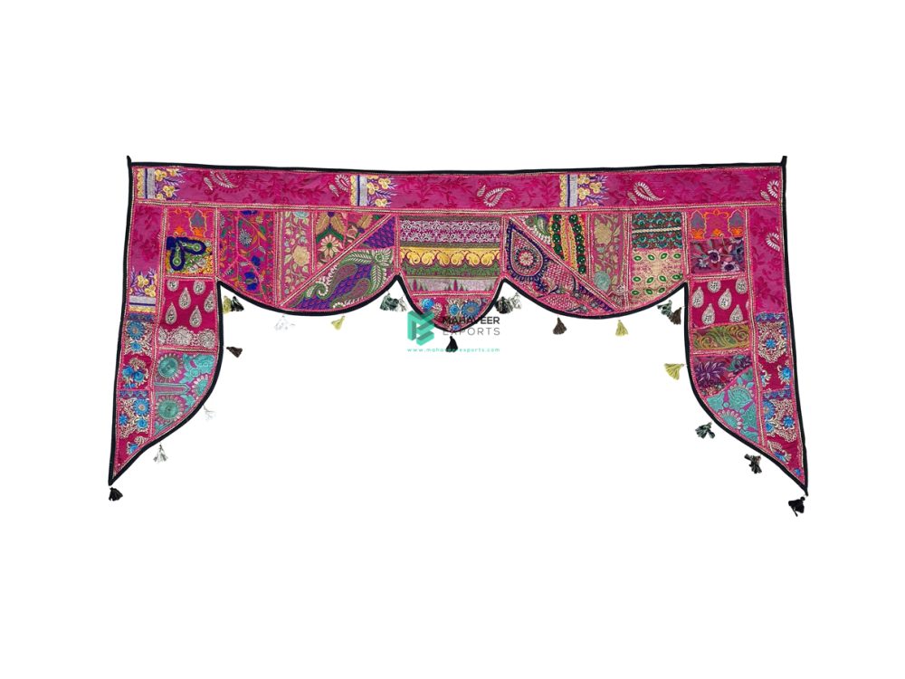 Indian Handmade Embroidered Door Hanging/Cotton Toran Pink - ME240120019-5