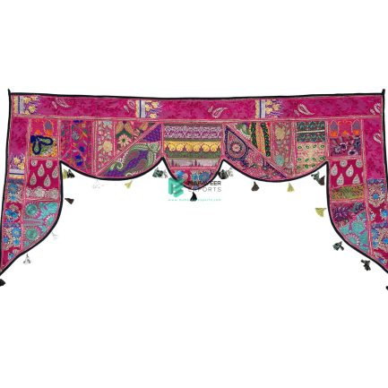 Indian Handmade Embroidered Door Hanging/Cotton Toran Pink - ME240120019-5