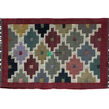 Indian Handloom Hand-woven Mats, Durries, Carpet and Area Rug Jute Kilim Multicolor - ME24017106-2