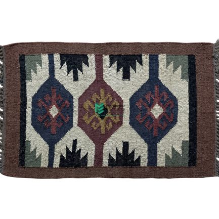 Indian Handloom Hand-woven Mats, Durries, Carpet and Area Rug Jute Kilim Blue & Brown - ME24017106-3