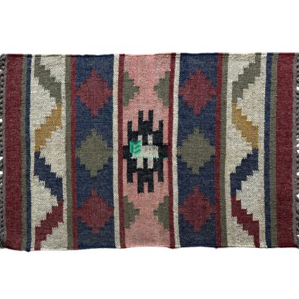 Indian Handloom Hand-woven Mats, Durries, Carpet and Area Rug Jute Kilim Multicolor - ME24017106-4