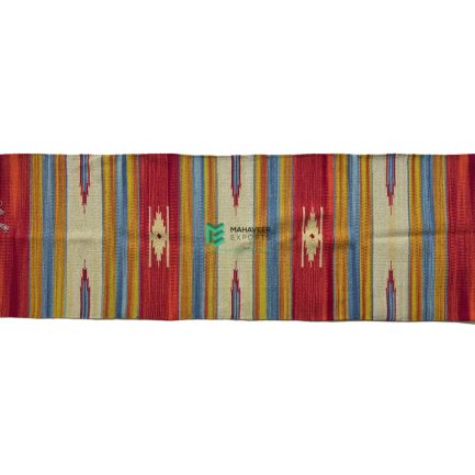 Indian Handloom Hand-woven Mats, Durries, Carpet and Area Rug Cotton Shuttle Yellow & Blue - ME240180040-3