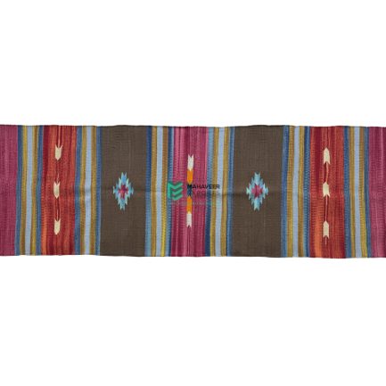 Indian Handloom Hand-woven Mats, Durries, Carpet and Area Rug Cotton Shuttle Pink & Brown - ME240180040-4