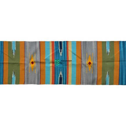 Indian Handloom Hand-woven Mats, Durries, Carpet and Area Rug Cotton Shuttle Blue & Green - ME240180040-5