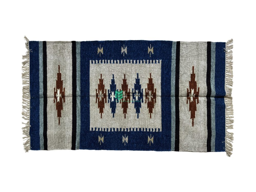 Indian Handloom Hand-woven Mats, Durries, Carpet and Area Rug Cotton Chenille Multicolor - ME240247536-4