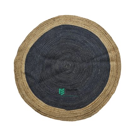 Indian Handloom Hand-woven Mats, Durries, Carpet and Area Rug Jute Braided Black - ME240249616-2