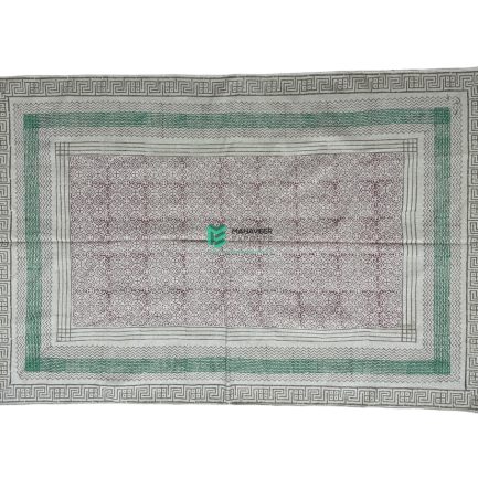 Indian Handloom Hand-woven Mats, Durries, Carpet and Area Rug Cotton Printed Green & Red - ME240288047-2
