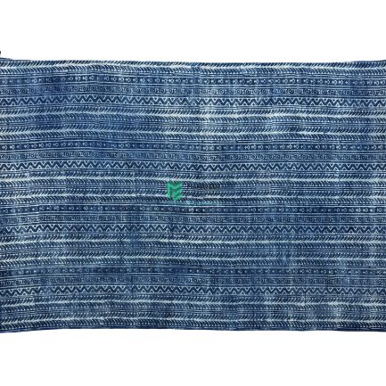 Indian Handloom Hand-woven Mats, Durries, Carpet and Area Rug Cotton Printed Blue & White - ME240288047-5