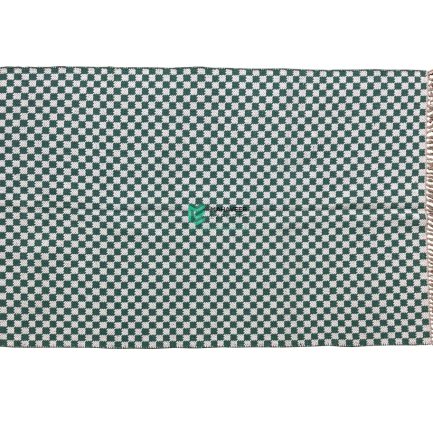 Indian Handloom Hand-woven Mats, Durries, Carpet and Area Rug Cotton Hasina White & Green - ME240324037-1
