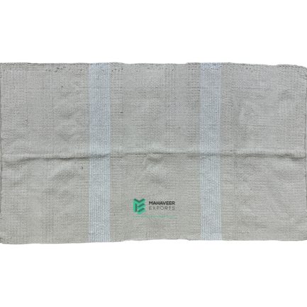 Indian Handloom Hand-woven Mats, Durries, Carpet and Area Rug Cotton Shaggy White - ME240385029-1