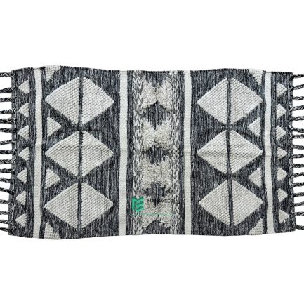 Indian Handloom Hand-woven Mats, Durries, Carpet and Area Rug Cotton Shaggy Black & White - ME240385029-2