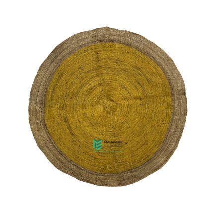 Indian Handloom Hand-woven Mats, Durries, Carpet and Area Rug Jute Braided Yellow - ME240390018-2