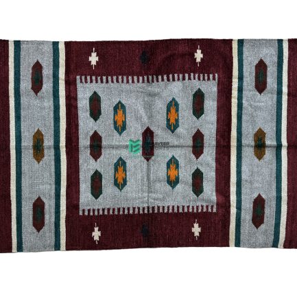 Indian Handloom Hand-woven Mats, Durries, Carpet and Area Rug Cotton Chenille Multicolor - ME240396034-5