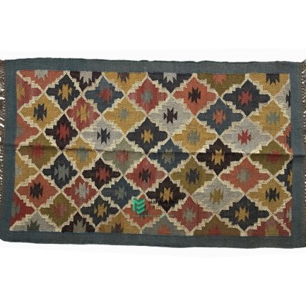 Indian Handloom Hand-woven Mats, Durries, Carpet and Area Rug Jute Kilim Multicolor - ME24042754-3