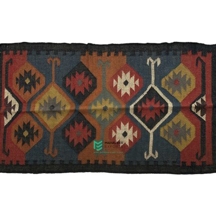 Indian Handloom Hand-woven Mats, Durries, Carpet and Area Rug Jute Kilim Multicolor - ME24042754-4