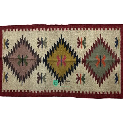 Indian Handloom Hand-woven Mats, Durries, Carpet and Area Rug Jute Kilim Multicolor - ME24042754-5