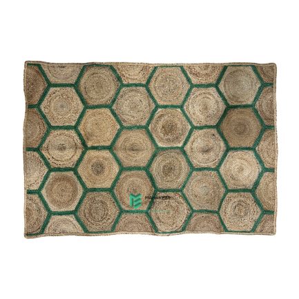 Indian Handloom Hand-woven Mats, Durries, Carpet and Area Rug Jute Braided Green - ME240468015-1