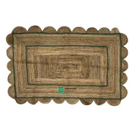 Indian Handloom Hand-woven Mats, Durries, Carpet and Area Rug Jute Braided Green - ME240468015-3