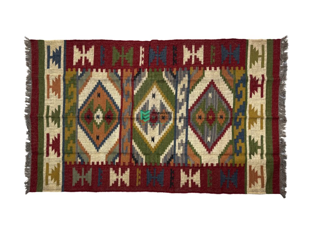 Indian Handloom Hand-woven Mats, Durries, Carpet and Area Rug Jute Kilim - ME241140001-2